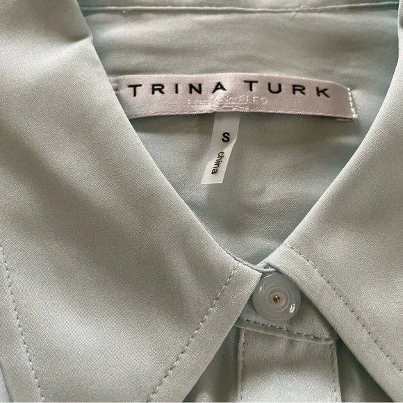 Trina Turk Puff Sleeve Silk Blend Blouse, Blue Frost, Small - Picture 8 of 9